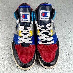 Champion 3 on 3 Hi Top Shoes Black Multi Red Blue Size 11